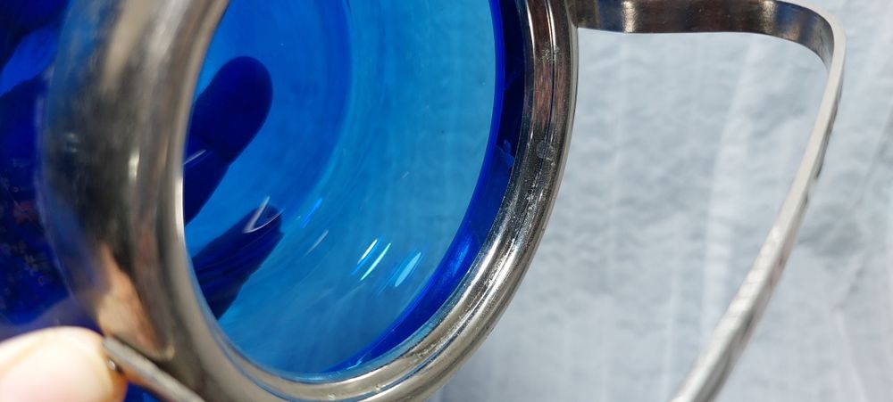 Сахарница синее стекло