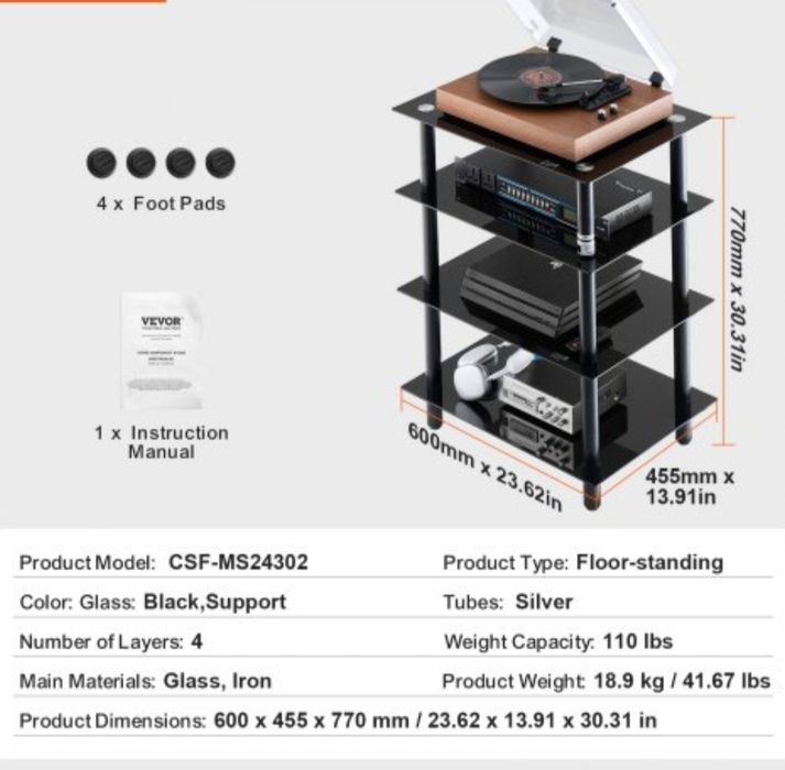 Stand Hi-Fi din sticlă