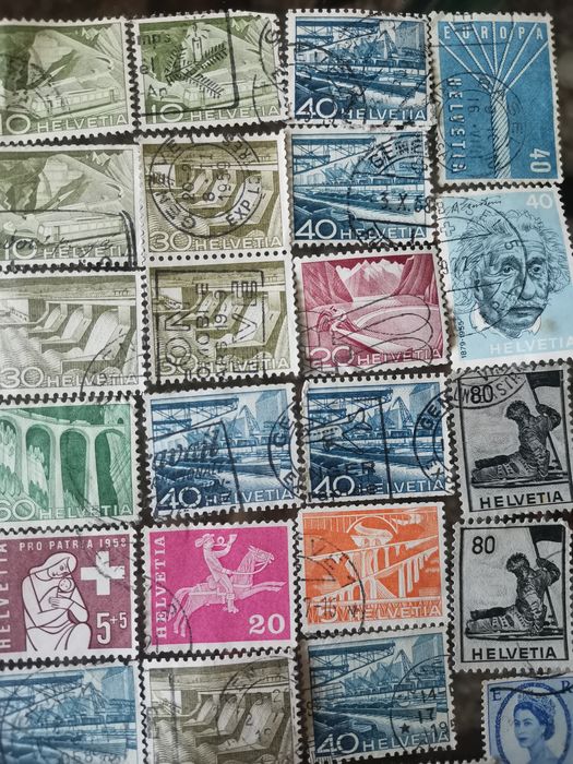 Швейцарски лот пощенски марки Helvetia от 1930-1950г.