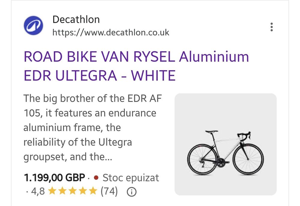 Van Rysel EDR AF Ultegra Road Bike  S
Van Rysel EDR AF Ultegra Road