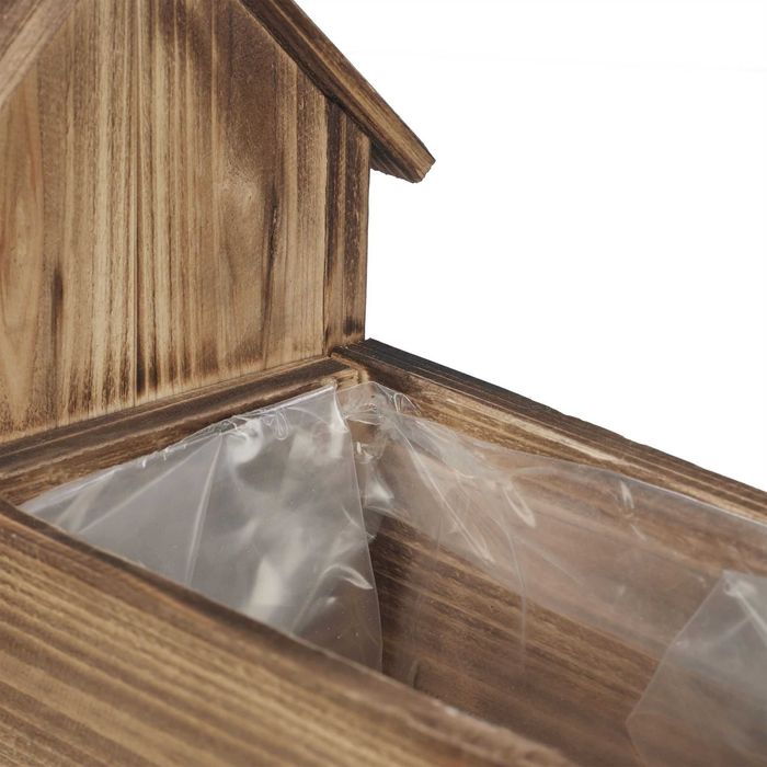 Trenulet decorativ cu suport pentru flori lemn flambat 21 x 38 x 13 cm