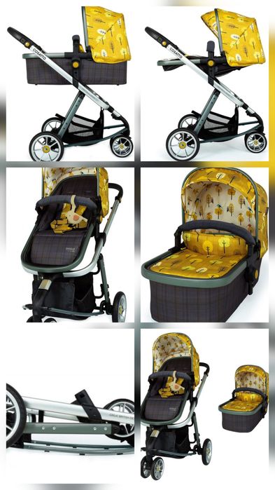 Детска количка Cosatto Giggle 3 Spot the birdie 5в1, i-Size база и чув