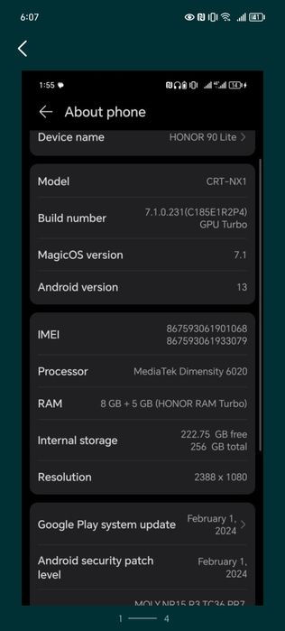 Продам HONOR 90 Lite 256gb