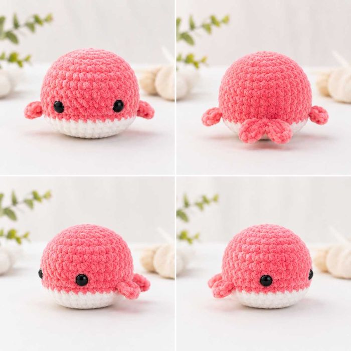 Balenă amigurumi jucărie croșetată manual – 8 cm (handmade) pentru copii