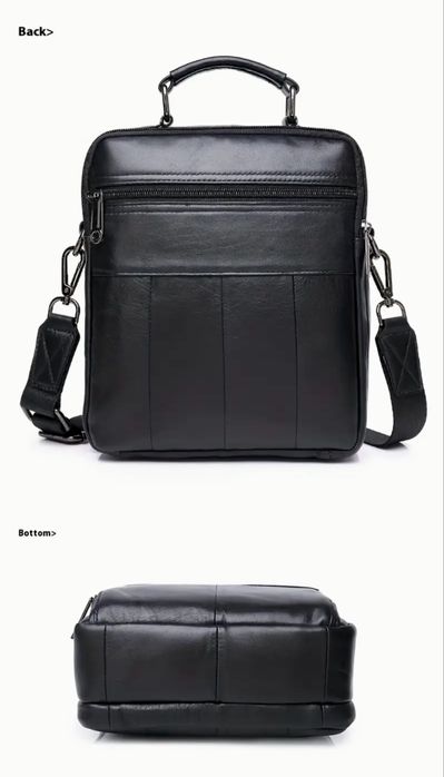 Мъжка елегантно/практична и голяма бизнес чанта/Черна естествена кожа