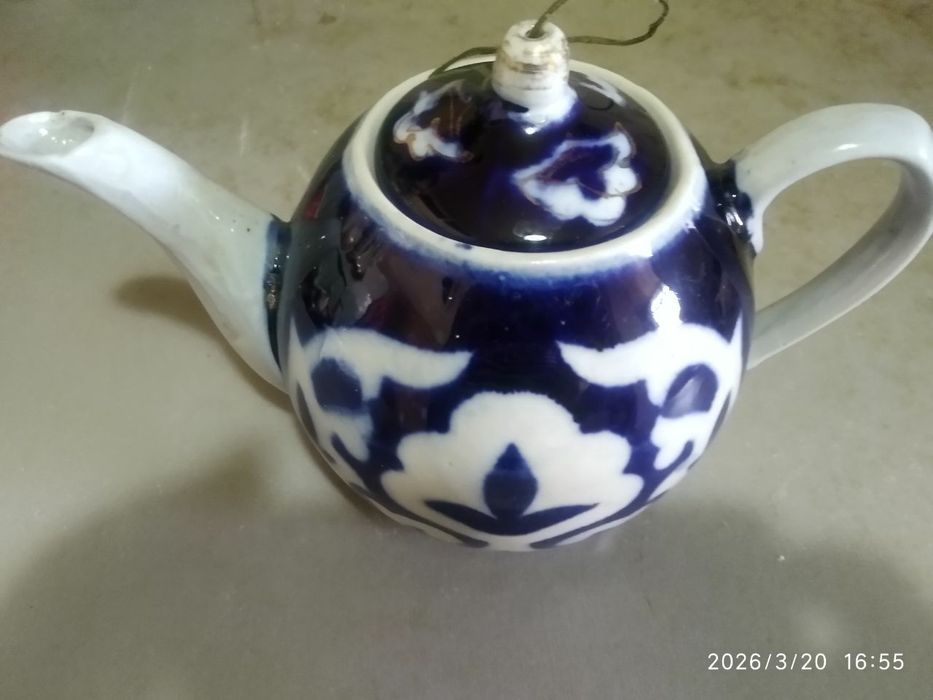 Посуда синий хлопок .