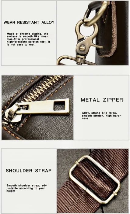 Мъжка кожена бизнес чанта за лаптоп 15,6”/Черна и Кафява естест. кожа!