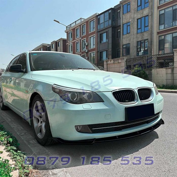 Преден лип спойлер за BMW 5 E60 E61 2004-2007, черен гланц – DBb143 тунинг добавка прена броня бмв е60 е61