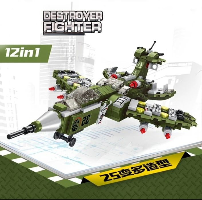 12 в 1 Истребитель Военный танк Кирпичи Строительные блоки игрушки