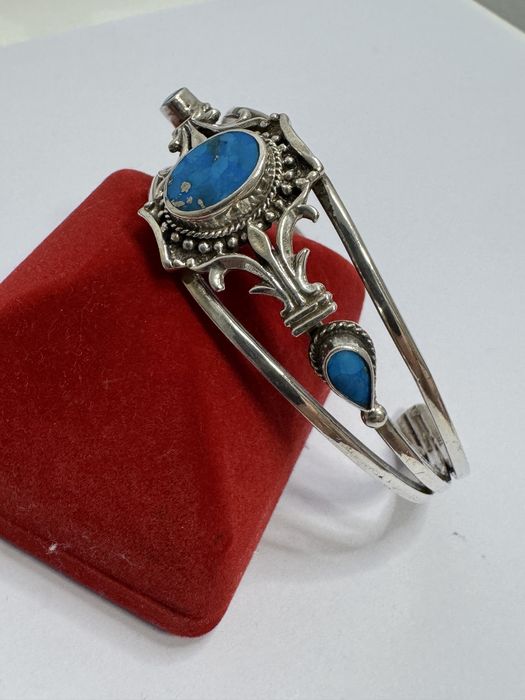 Bratara veche argint 925, Navajo cu pietre turcoaz.