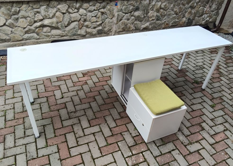 Birou dublu alb 275 x 65 cm