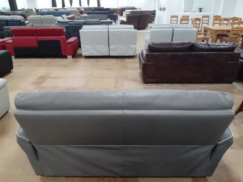 Сив кожен диван тройка - естествена кожа