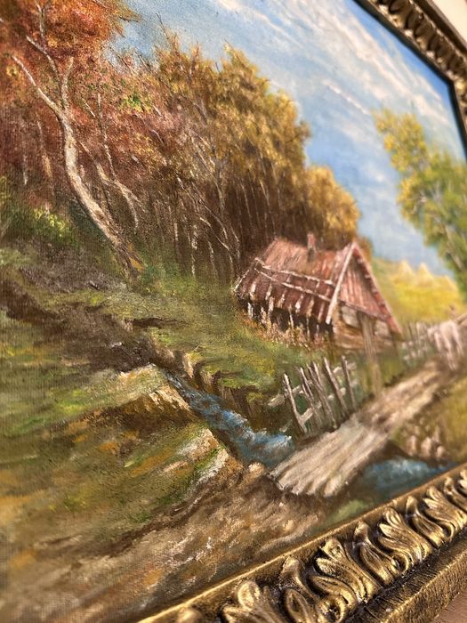 Tablou ulei pe panza peisaj rural de vara