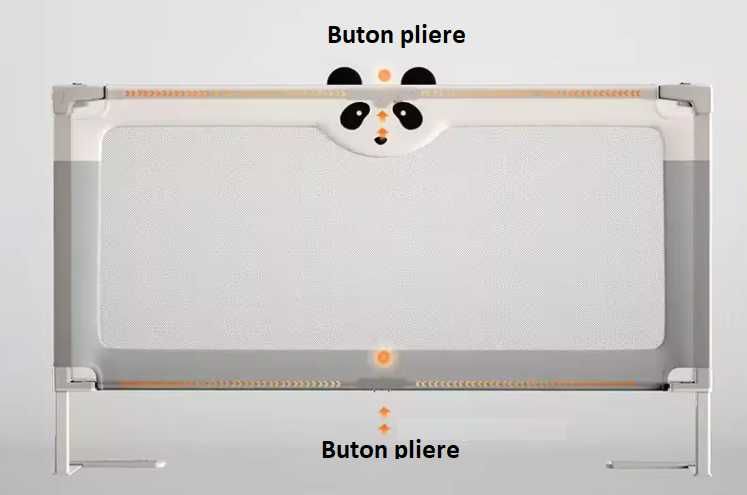 Barieră protecție pat copii pliabilă, metalică, 150 si 180 CM