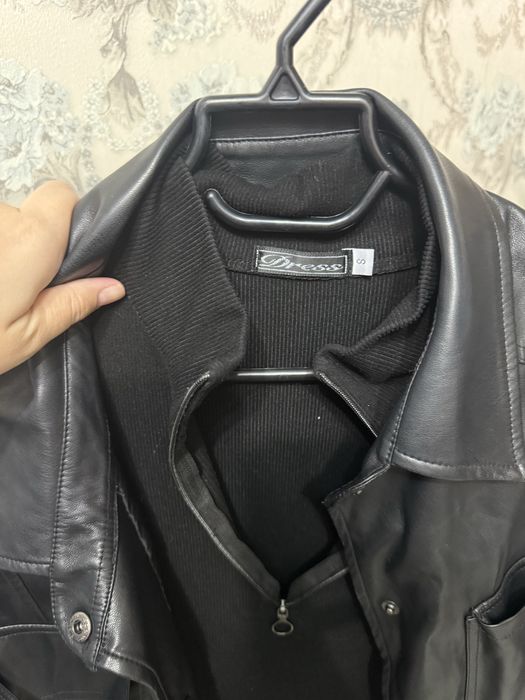 Платье двойка с коженым желетом