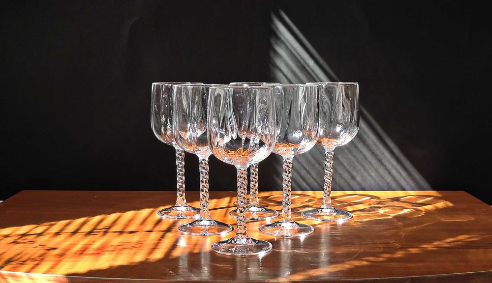 *Cristal d'arques * Франция сервиз от 6 кристални чаши за вино