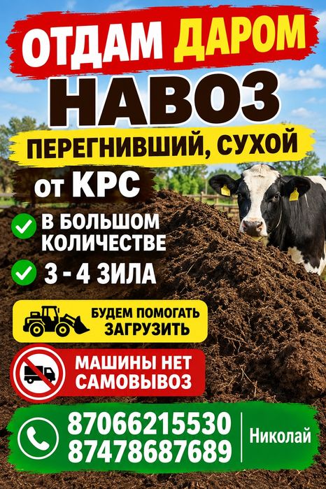 Отдам  перегнивший навоз