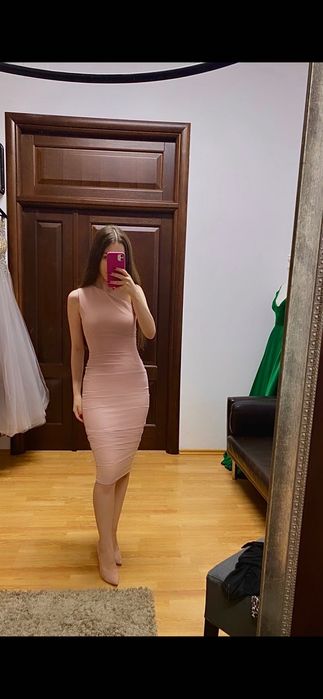 Rochie midi, bej