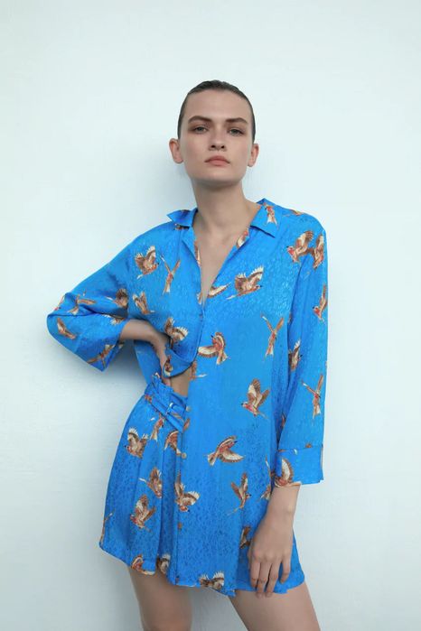 Zara сет комплект от две части в летен принт