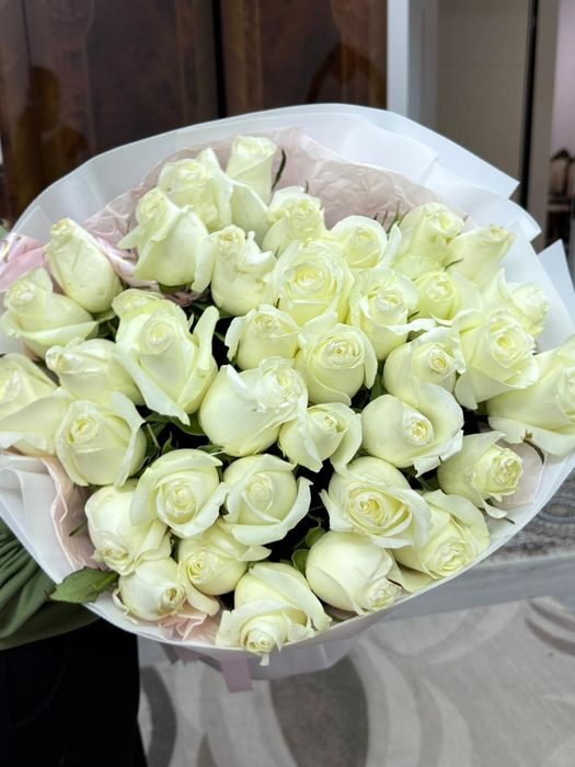 Свежые белые розы