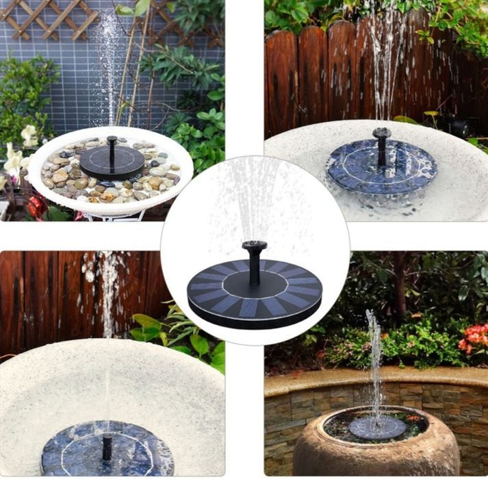 Соларен фонтан с три режима на разпръскване на водата