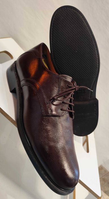 Pantofi derby 44 44.5 plain toe FRETZ MEN piele naturala moale maro