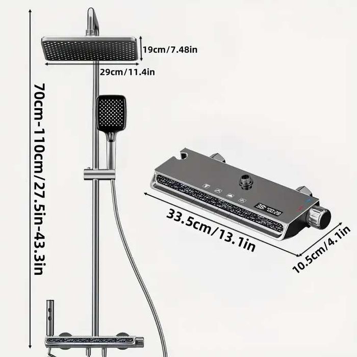 Луксозен Душ система с термостатичен душ лед Led дисплей и бутони