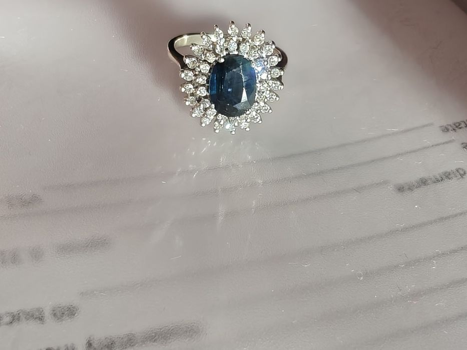 Inel aur 18k safir diamante certificat