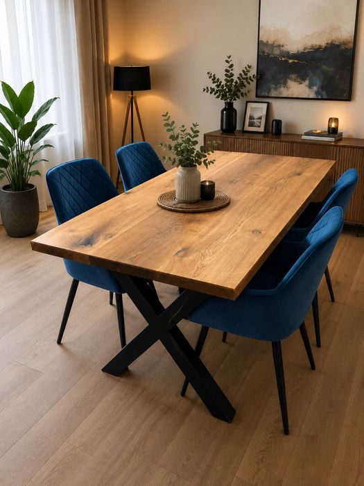 Masă lemn masiv stejar cu rășină epoxidică – unicat, handmade,