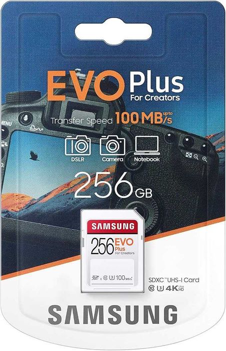 Samsung EVO Plus 256GB SDXC UHS-I U3 100MB/s Full HD & 4K UHD