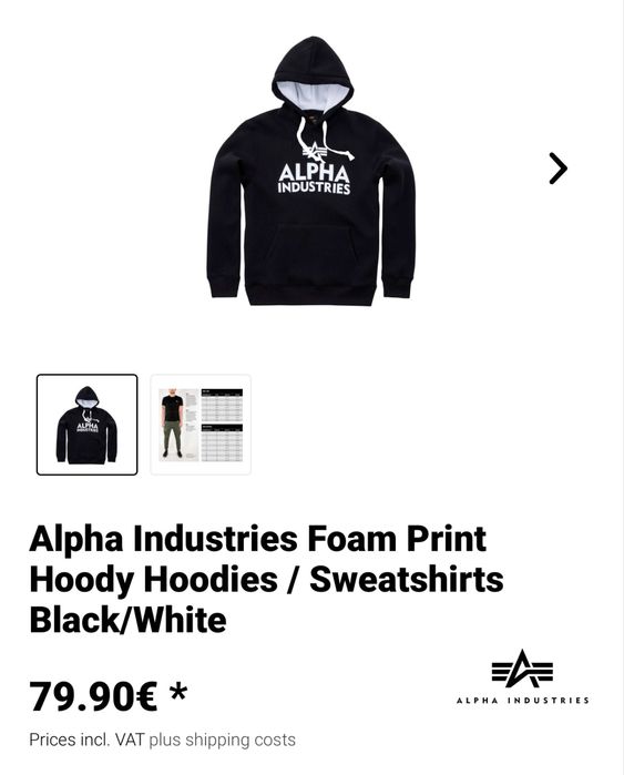 Мъжки суитшърт ALPHA INDUSTRIES . Размер М