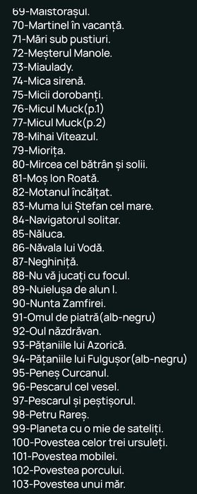 Vând sau schimb diafilme cu povești.Stare F.B.-40 lei/buc.B.-30,S.-15.