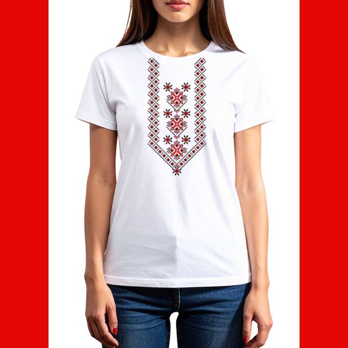 Дамски тениски с шевица , тениска с народни мотиви