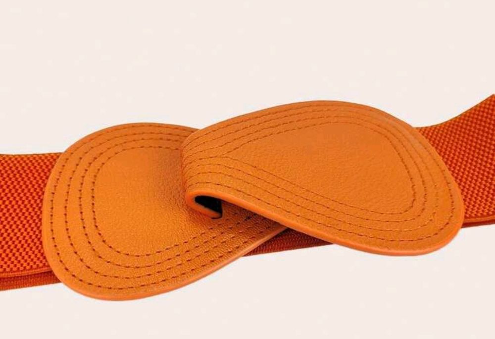 Широк ластичен колан в оранжево