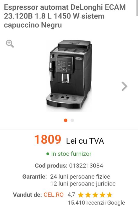 Espressor automat De’Longhi ECAM
