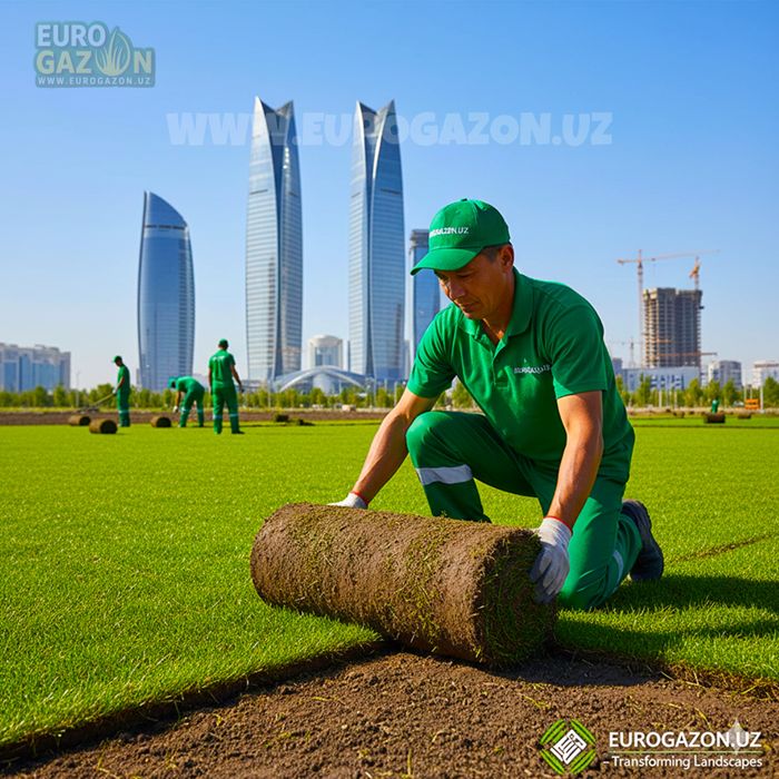Rulon Gazon o’rnatamiz | укладка рулонного газона