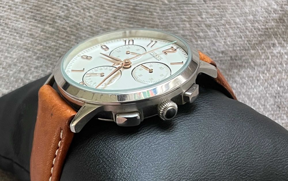 Ceas Fossil Abilene CH3014 cronograf dama otel inox piele