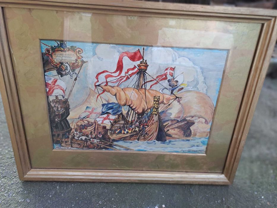 tablou acuarela semnat Morariu Silviu datat 1958