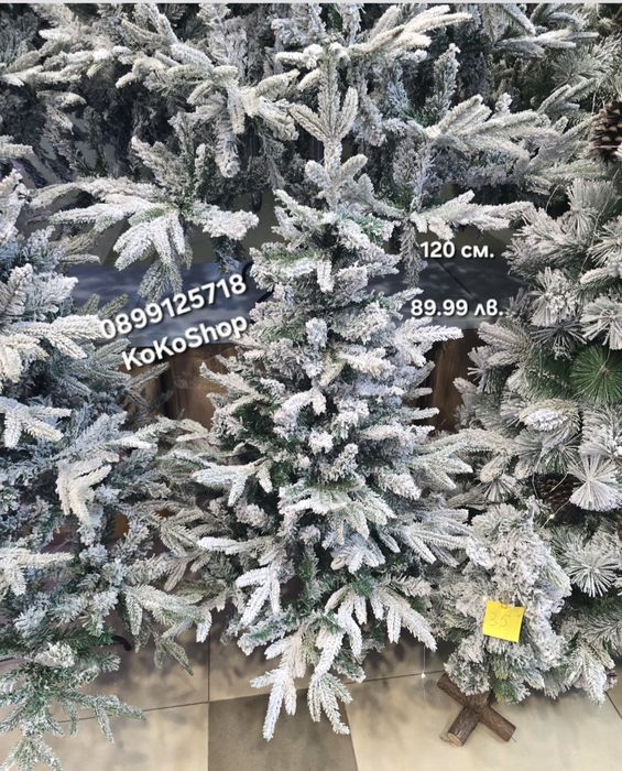 Луксозна заснежена коледна елха с 2D и 3D клони – реалистична елха