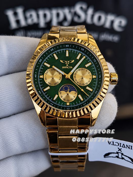 INVICTA Emerald gold green dial unisex 38 mm, Инвикта нов унисекс часовник