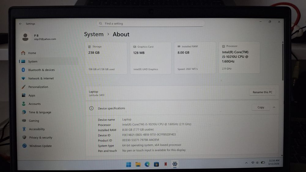 Laptop Dell Latitude 3410