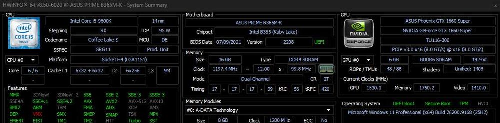 Kit PC Gaming - i5 9600K + ASUS PRIME B365M-K + GTX 1660 SUPER