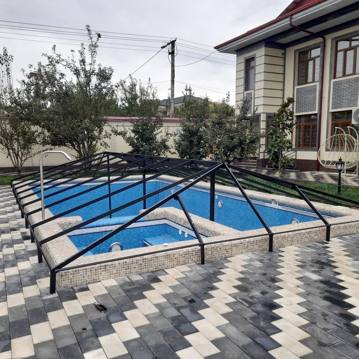 Банер  бассен  навес  установка баннер