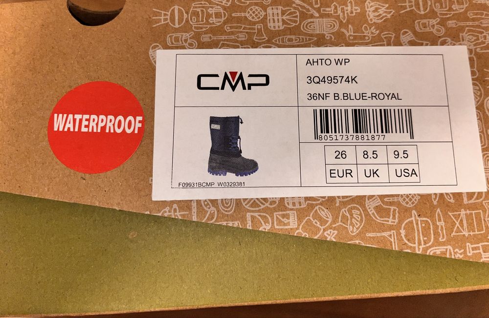 Нови зимни ботуши CMP, 26 номер, водоустойчиви