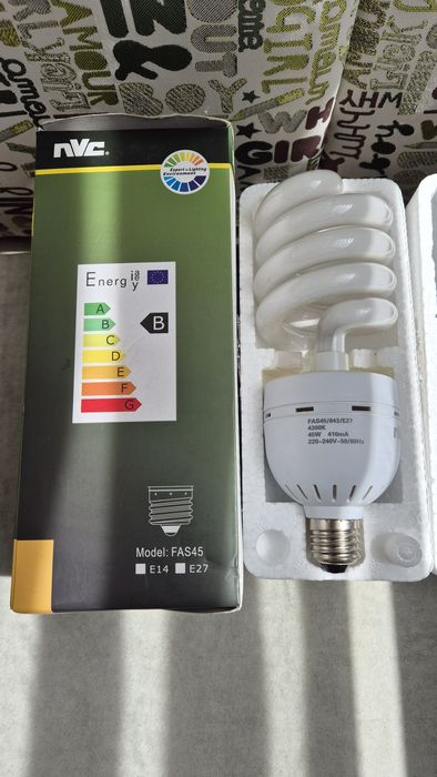 Енергоспестяваща лампа, 45W, 220VAC, E27, 4300K, nVc
