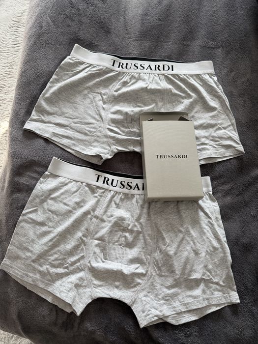 Trussardi set 2 boxeri gri cu banda elastica alba marimea L noi