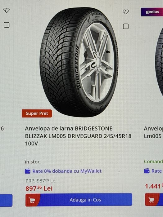 2 cauciucuri Bridgestone Blizzak 245/45/18  iarna