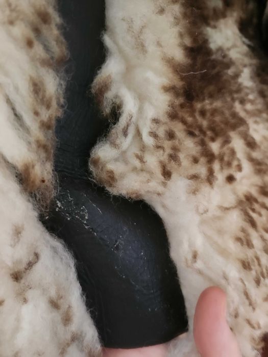 Haina vintage de blana si piele naturala