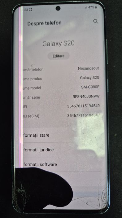 telefon defect samsung s20 de piese , ecran defect spart