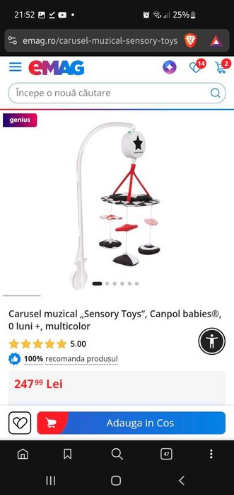Carousel muzical "senzory toys" bebelusi, canpol babies